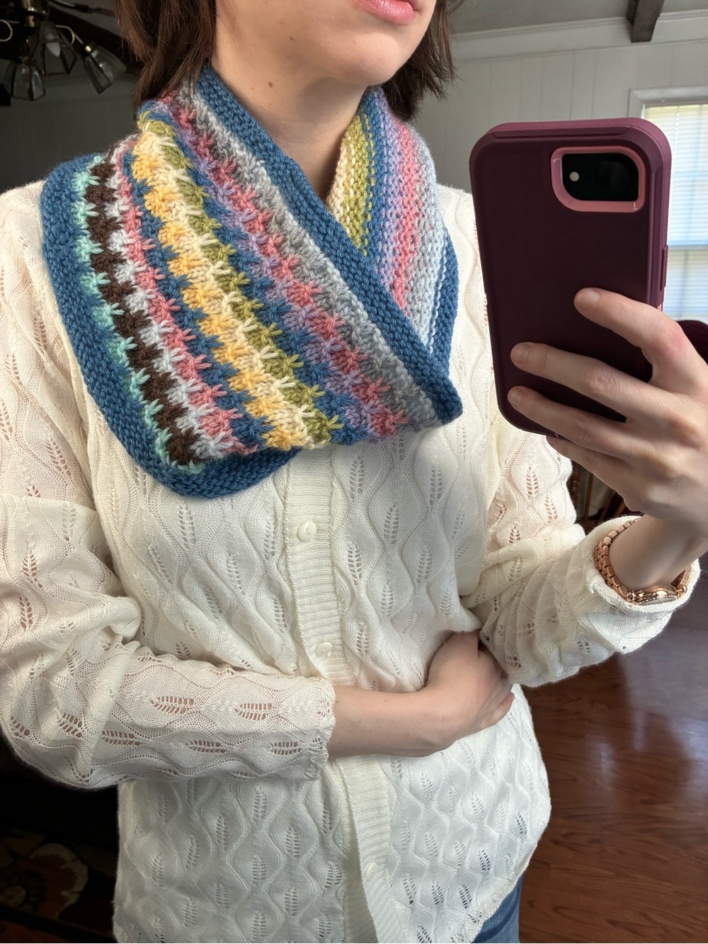 Handmade Multicolor Natural Wool Knit Neck Warmer